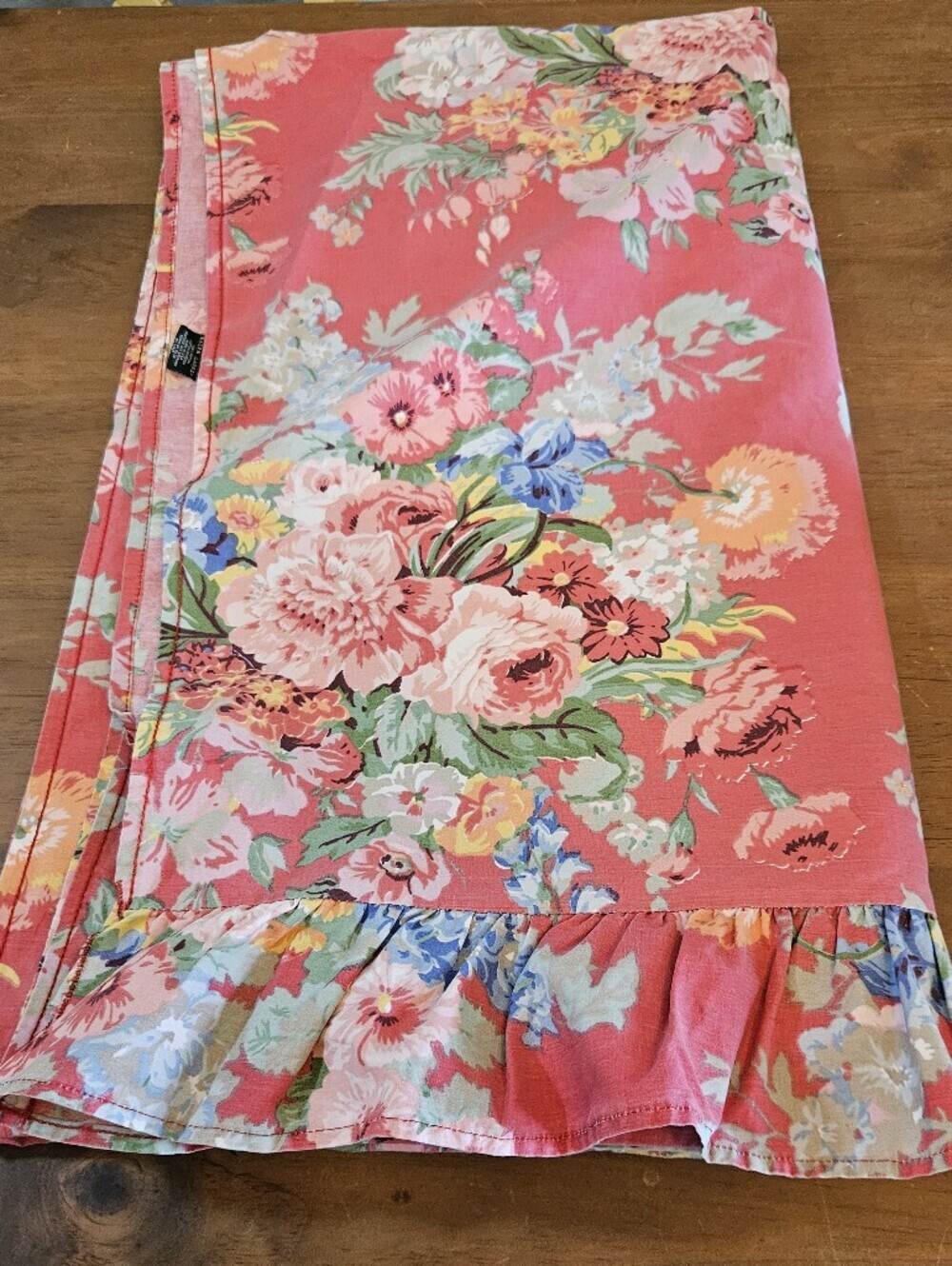 Ralph Lauren Beach House Fuchsia QUEEN Ruffled Flat Sheet-100% Cotton USA 1990's - Picture 5 of 6